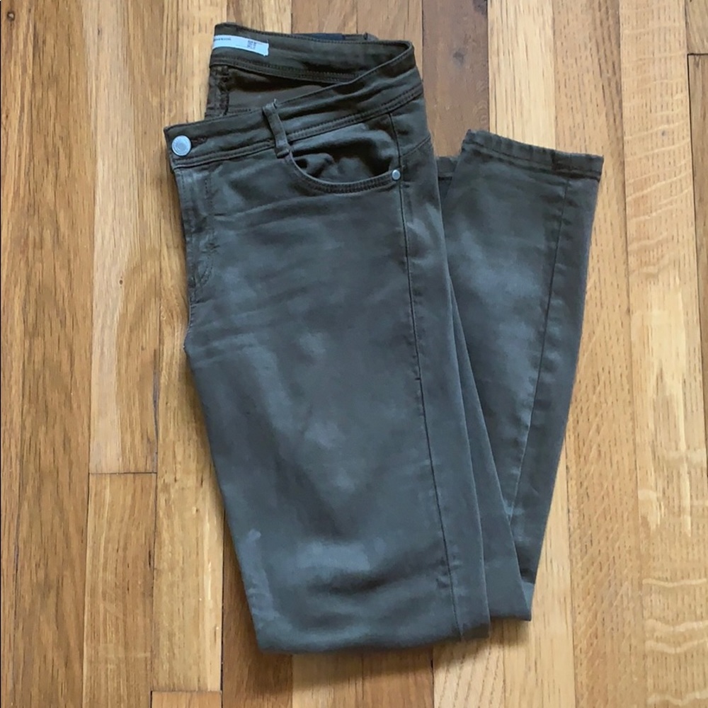 Zara Army Green Skinny Jeans